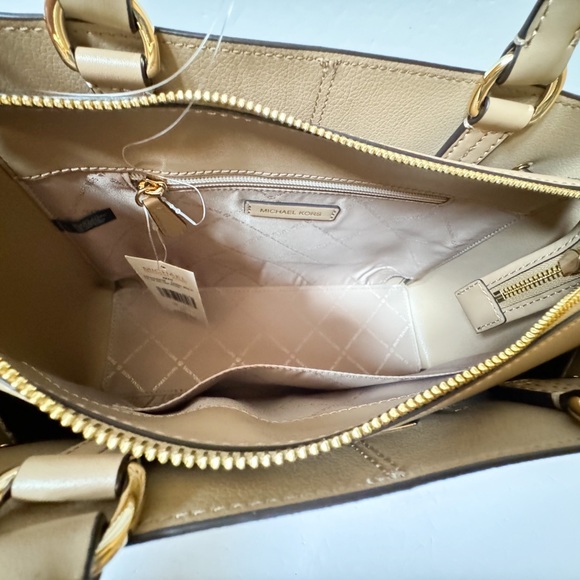 Michael Kors Reed Large Belted Satchel Shoulder Crossbody Bag MK Camel Multi - Picture 11 of 15